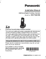 Panasonic KX-TGA106M - Cordless Extension Handset Installation Manual preview