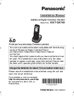 Предварительный просмотр 1 страницы Panasonic KX-TGA740 Installation Manual