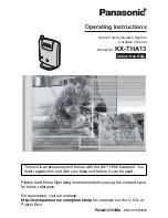 Panasonic KX-THA13 - Telephone Wireless Monitoring Camera Operating Instructions Manual preview