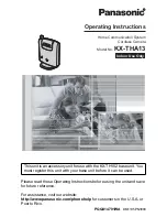 Panasonic KX-THA13 - Telephone Wireless Monitoring... Operating Instructions Manual preview