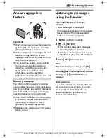 Предварительный просмотр 37 страницы Panasonic KX-THA17 Operating Instructions Manual