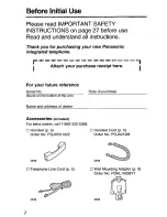 Предварительный просмотр 2 страницы Panasonic KX-TS105W Operating Instructions Manual