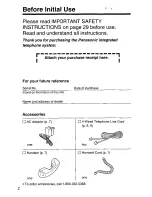 Предварительный просмотр 2 страницы Panasonic KX-TS401W - Speakerphone Operating Instructions Manual