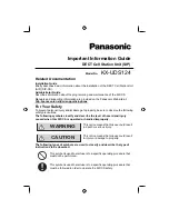 Panasonic KX-UDS124 Important Information Manual preview
