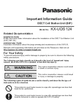 Предварительный просмотр 1 страницы Panasonic KX-UDS124CE Important Information Manual