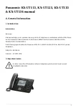 Panasonic KX-UT133 Manual preview