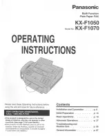 Preview for 1 page of Panasonic KXF1050 - FAX Operating Instructions Manual