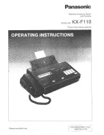 Предварительный просмотр 1 страницы Panasonic KXF110 - CONSUMER FACSIMILE Operating Instructions Manual