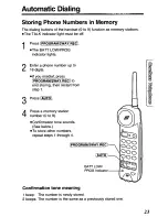 Предварительный просмотр 23 страницы Panasonic KXT4410B - CORDLES/ANS MAC/HYBR Operating Instructions Manual