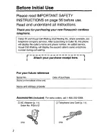 Предварительный просмотр 2 страницы Panasonic KXTC1710B - CORDLESS 900 ANALOG User Manual