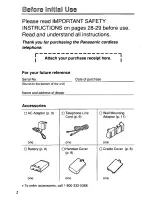 Preview for 2 page of Panasonic KXTC910DB - CORDLESS 900 ANALOG User Manual