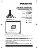 Preview for 1 page of Panasonic KXTG6423 - EXPAND DIGITAL PHONE Operating Instructions Manual