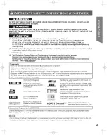 Preview for 3 page of Panasonic LIFI PT-50LCZ7 Operating Instructions Manual