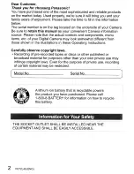 Preview for 2 page of Panasonic Lumix DMC-FP3 Basic Operating Instructions Manual