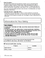 Preview for 2 page of Panasonic Lumix DMC-FS35 Basic Operating Instructions Manual