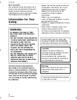 Preview for 2 page of Panasonic Lumix DMC-FX100 Operating Instructions Manual