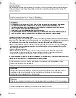 Preview for 2 page of Panasonic LUMIX DMC-FX38 Operating Instructions Manual