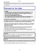 Preview for 2 page of Panasonic LUMIX DMC-FX520 Operating Instructions Manual