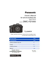 Panasonic LUMIX DMC-FZ1000B9 Owner'S Manual preview