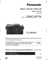 Предварительный просмотр 1 страницы Panasonic Lumix DMC-GF7K Owner'S Manual