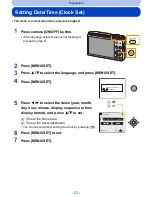 Предварительный просмотр 21 страницы Panasonic lumix DMC-SZ8 Owner'S Manual