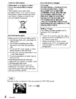 Preview for 4 page of Panasonic LUMIX DMC-TZ4 Operating Instructions Manual