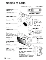 Preview for 14 page of Panasonic LUMIX DMC-TZ4 Operating Instructions Manual