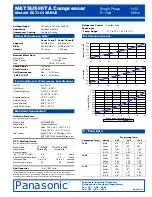 Preview for 1 page of Panasonic Matsushita DC73C12RBU6 Specification Sheet