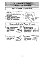 Предварительный просмотр 13 страницы Panasonic MCV215 - COMMERCIAL VACUUM Operating Instructions Manual