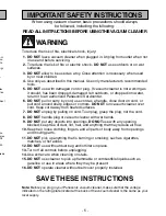 Предварительный просмотр 5 страницы Panasonic MCV225 - COMMERCIAL VACUUM Operating Instructions Manual