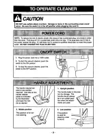 Предварительный просмотр 9 страницы Panasonic MCV5017 - UPRIGHT VACUUM-QKDR Operating Instructions Manual