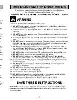 Предварительный просмотр 5 страницы Panasonic MCV5203 - COMMERCIAL VACUUM Operating Instructions Manual