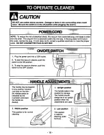 Предварительный просмотр 10 страницы Panasonic MCV5237 - UPRIGHT VACUUM-QKDR Operating Instructions Manual