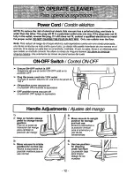 Предварительный просмотр 12 страницы Panasonic MCV5238 - UPRIGHT VACUUM PLAT Operating Instructions Manual