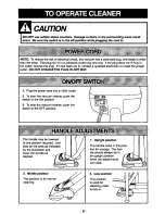 Предварительный просмотр 9 страницы Panasonic MCV5330 - UPRIGHT VACUUM 12.0 Operating Instructions Manual