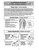 Предварительный просмотр 12 страницы Panasonic MCV7309 - UPRIGHT VACUUM Operating Instructions Manual