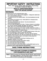 Предварительный просмотр 4 страницы Panasonic MCV7320 - UPRIGHT VACUUM-QKDR Operating Instructions Manual