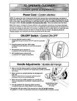 Предварительный просмотр 13 страницы Panasonic MCV7407D - UPRIGHT VACUUM Operating Instructions Manual