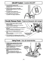 Предварительный просмотр 13 страницы Panasonic MCV7521 - UPRIGHT VACUUM Operating Instructions Manual