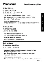 Preview for 1 page of Panasonic MINAS-BL GU series Operating Instructions Manual