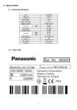 Предварительный просмотр 3 страницы Panasonic NA-127VB6WGB Service Manual