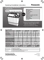 Panasonic NA-W14XG1 Operating & Installation Instructions Manual preview