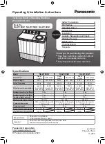 Preview for 1 page of Panasonic NA-W18XG1 Operating & Installation Instructions Manual