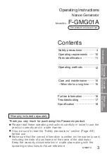 Preview for 3 page of Panasonic nanoe F-GMG01A Operating Instructions Manual