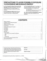 Preview for 2 page of Panasonic NN-8501V User Manual