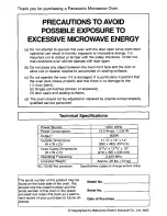 Preview for 2 page of Panasonic NN-MX25 Operating Instructions Manual