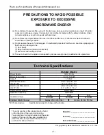 Preview for 2 page of Panasonic NN-S252 Operating Instructions Manual