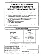 Preview for 2 page of Panasonic NN-S550 Operating Instructions Manual