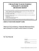 Preview for 2 page of Panasonic NN-S752BF Operating Instructions Manual