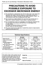 Preview for 2 page of Panasonic NN-S962 Operating Instructions Manual